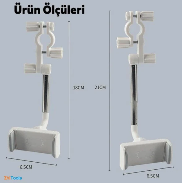 Zhltools Araç İçi Dikiz Aynası Telefon Tutucu Teleskopik Telefon Tutacağı Beyaz - Resim 9