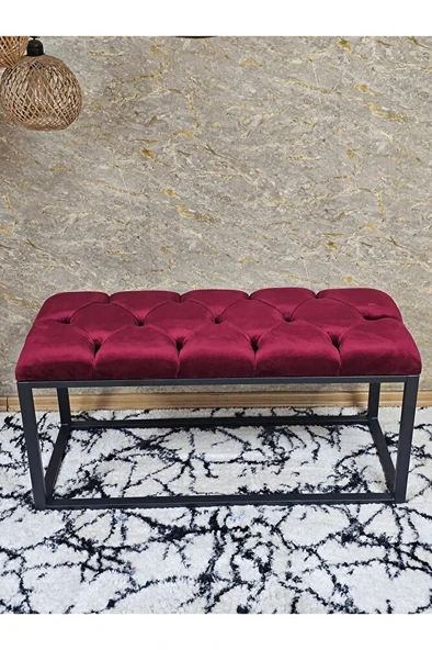 Siyah Boyalı Diktörtgen 100 cm x 40 cm Oturak Puf - Bench - Makyaj Oturağı - Oturak Bordo Renk 100 x 40 Boyut/Ebat - Resim 4