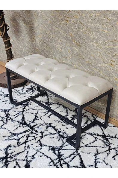 Siyah Boyalı - L - Ayaklı 100 cm x 38 cm Oturak - Bench - Makyaj Taburesi - Makyaj Oturak Krem Renk 100 x 40 Boyut/Ebat - 3