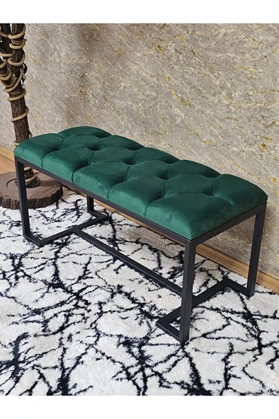 Siyah Boyalı - L - Ayaklı 100 cm x 38 cm Oturak - Bench - Makyaj Taburesi - Makyaj Oturak Yeşil Renk 100 x 40 Boyut/Ebat - Resim 3