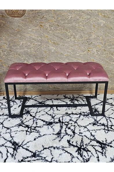 Siyah Boyalı - L - Ayaklı 100 cm x 38 cm Oturak - Bench - Makyaj Taburesi - Makyaj Oturak Pembe Renk 100 x 40 Boyut/Ebat - Resim 4