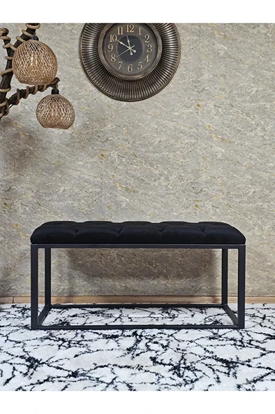 Siyah Boyalı Diktörtgen 100 cm x 40 cm Oturak Puf - Bench - Makyaj Oturağı - Oturak Siyah Renk 100 x 40 Boyut/Ebat - Resim 2