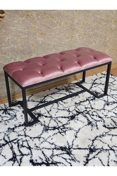 Siyah Boyalı - L - Ayaklı 100 cm x 38 cm Oturak - Bench - Makyaj Taburesi - Makyaj Oturak Pembe Renk 100 x 40 Boyut/Ebat - Resim 2