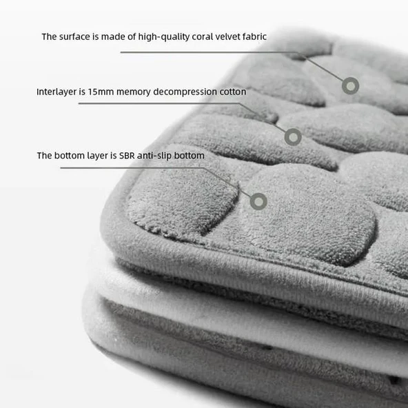 Zhlhome Kaydırmaz Banyo Paspası Gri 60x38Cm - Resim 2