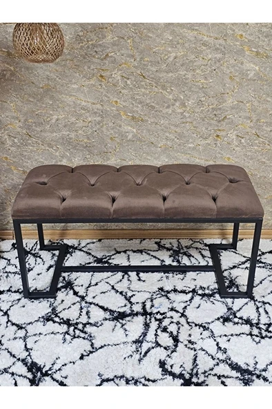 Siyah Boyalı - L - Ayaklı 100 cm x 38 cm Oturak - Bench - Makyaj Taburesi - Makyaj Oturak Kahverengi Renk 100 x 40 Boyut/Ebat - Resim 4