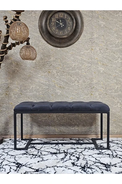 Siyah Boyalı - L - Ayaklı 100 cm x 38 cm Oturak - Bench - Makyaj Taburesi - Makyaj Oturak Füme Renk 100 x 40 Boyut/Ebat