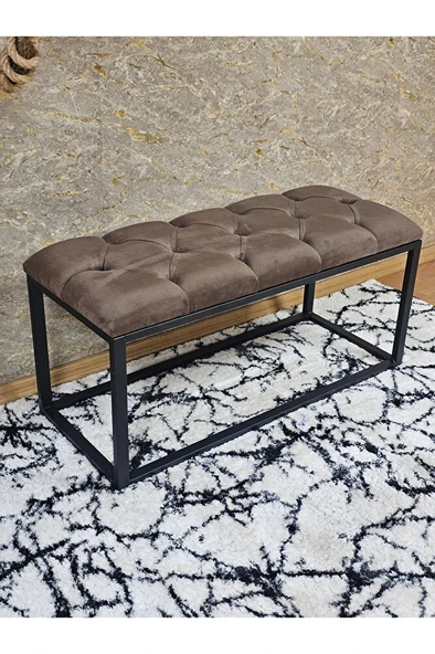 Siyah Boyalı Diktörtgen 100 cm x 40 cm Oturak Puf - Bench - Makyaj Oturağı - Oturak Kahverengi Renk 100 x 40 Boyut/Ebat - Resim 3