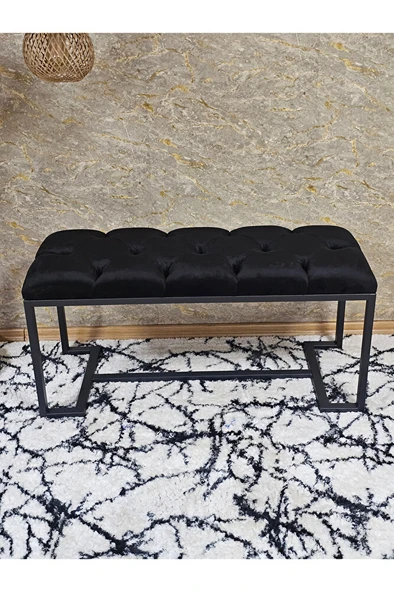Siyah Boyalı - L - Ayaklı 100 cm x 38 cm Oturak - Bench - Makyaj Taburesi - Makyaj Oturak Siyah Renk 100 x 40 Boyut/Ebat - Resim 4