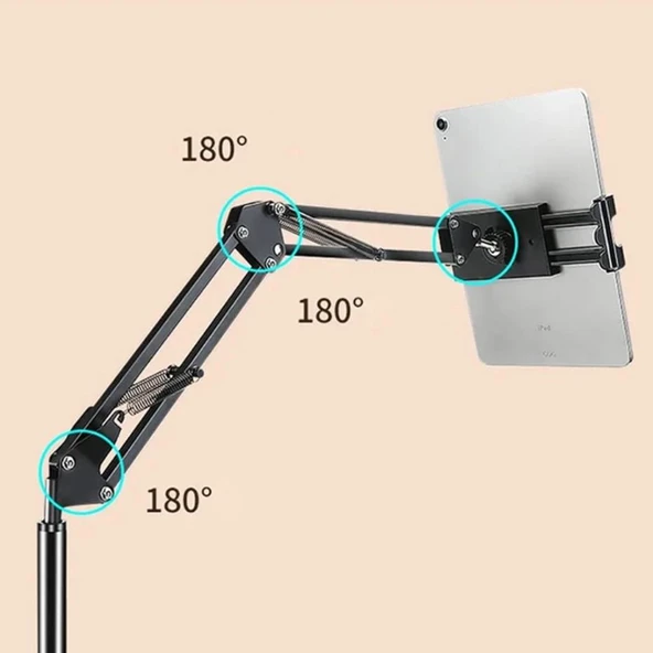 Zhltools 360 Derece Ayarlanabilir Teleskopik Metal Telefon - Tablet Tutucu Stand - Resim 5