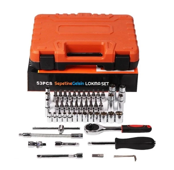 Sepetinegelsin Kutulu 53 Parça Lokma Takımı Araç Tamir Seti Cırcırlı Lokma Seti Takımı - Resim 3