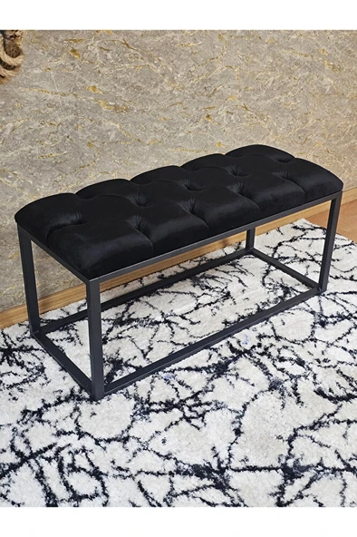 Siyah Boyalı Diktörtgen 100 cm x 40 cm Oturak Puf - Bench - Makyaj Oturağı - Oturak Siyah Renk 100 x 40 Boyut/Ebat - Resim 3