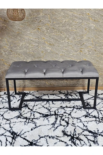 Siyah Boyalı - L - Ayaklı 100 cm x 38 cm Oturak - Bench - Makyaj Taburesi - Makyaj Oturak Gri Renk 100 x 40 Boyut/Ebat - Resim 4