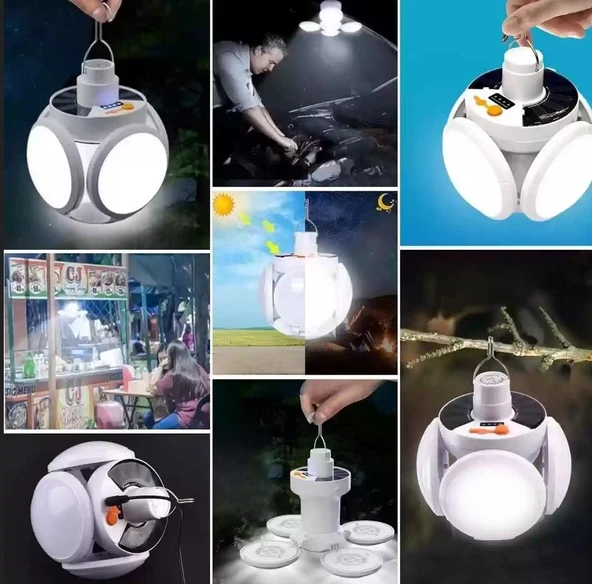 Sepetinegelsin 5 Ledli 3 Farklı Işık Modlu Açılıp Kapanabilir Led Kanatlı Güneş Enerjili Solar Aydınlatma Kamp Feneri - Resim 4