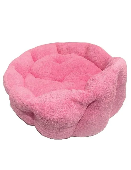 Süslüpati Kullanışlı Yıkanabilir Kumaş Silikon Elyaf Dolgulu Kedi Köpek Yatağı Pembe 52Cm - Resim 3