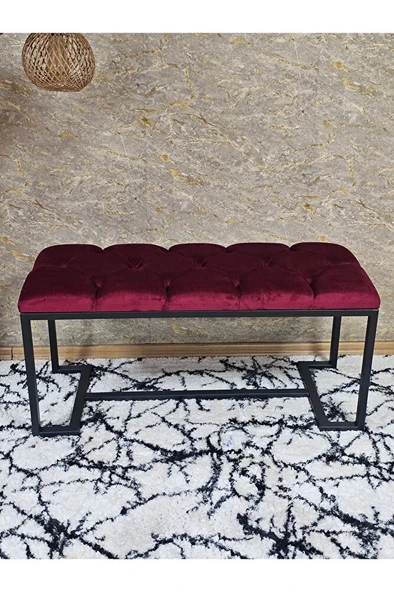 Siyah Boyalı - L - Ayaklı 100 cm x 38 cm Oturak - Bench - Makyaj Taburesi - Makyaj Oturak Bordo Renk 100 x 40 Boyut/Ebat - 4