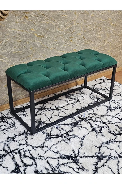Siyah Boyalı Diktörtgen 100 cm x 40 cm Oturak Puf - Bench - Makyaj Oturağı - Oturak Yeşil Renk 100 x 40 Boyut/Ebat - Resim 3