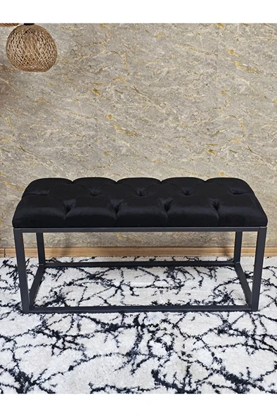 Siyah Boyalı Diktörtgen 100 cm x 40 cm Oturak Puf - Bench - Makyaj Oturağı - Oturak Siyah Renk 100 x 40 Boyut/Ebat - Resim 4