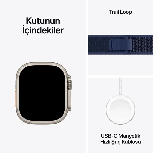 Apple Watch Ultra 2 GPS + Cellular, 49 mm Natürel Titanyum Kasa ve Mavi Trail Loop - M/L - 4