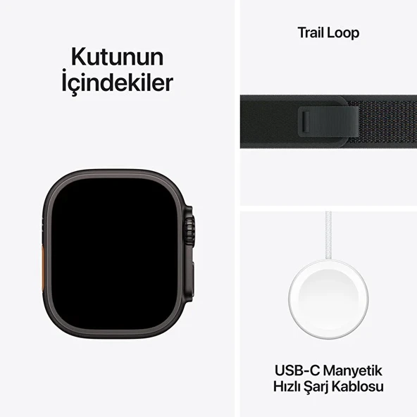 Apple Watch Ultra 2 GPS + Cellular 49mm Siyah Titanyum Kasa ve Siyah-Trail Loop M/L - 3