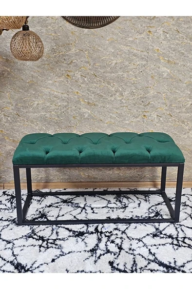 Siyah Boyalı Diktörtgen 100 cm x 40 cm Oturak Puf - Bench - Makyaj Oturağı - Oturak Yeşil Renk 100 x 40 Boyut/Ebat - Resim 4