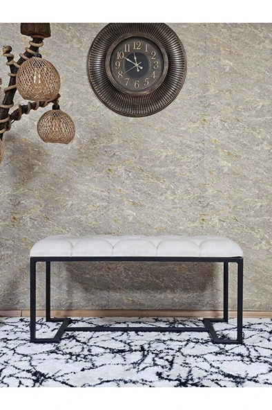 Siyah Boyalı - L - Ayaklı 100 cm x 38 cm Oturak - Bench - Makyaj Taburesi - Makyaj Oturak Krem Renk 100 x 40 Boyut/Ebat