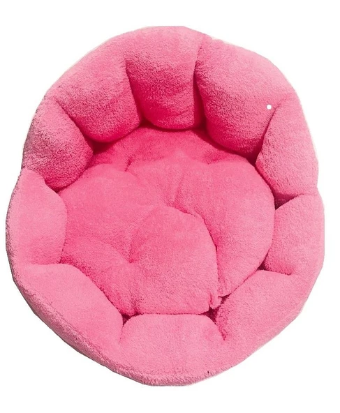 Süslüpati Kullanışlı Yıkanabilir Kumaş Silikon Elyaf Dolgulu Kedi Köpek Yatağı Pembe 52Cm ürün görseli