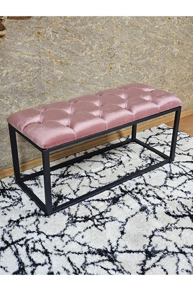 Siyah Boyalı Diktörtgen 100 cm x 40 cm Oturak Puf - Bench - Makyaj Oturağı - Oturak Pembe Renk 100 x 40 Boyut/Ebat - Resim 3