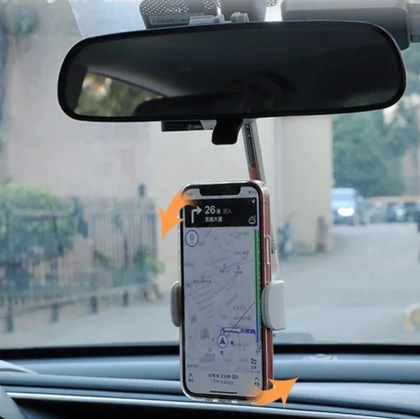 Zhltools Araç İçi Dikiz Aynası Telefon Tutucu Teleskopik Telefon Tutacağı Beyaz - Resim 5