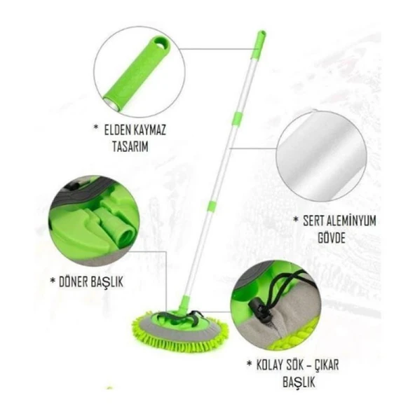 Zhltools Yedek Bezli Mikrofiber Araba Yıkama Fırçası - Resim 3