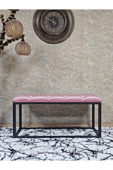 Siyah Boyalı Diktörtgen 100 cm x 40 cm Oturak Puf - Bench - Makyaj Oturağı - Oturak Pembe Renk 100 x 40 Boyut/Ebat - Resim 2