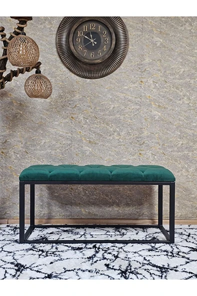 Siyah Boyalı Diktörtgen 100 cm x 40 cm Oturak Puf - Bench - Makyaj Oturağı - Oturak Yeşil Renk 100 x 40 Boyut/Ebat - Resim 2