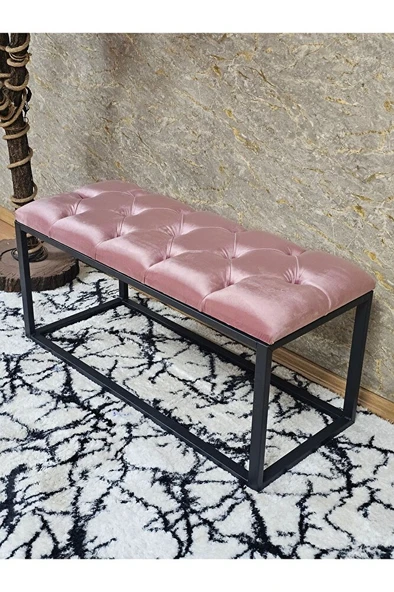 Siyah Boyalı Diktörtgen 100 cm x 40 cm Oturak Puf - Bench - Makyaj Oturağı - Oturak Pembe Renk 100 x 40 Boyut/Ebat ürün görseli 1