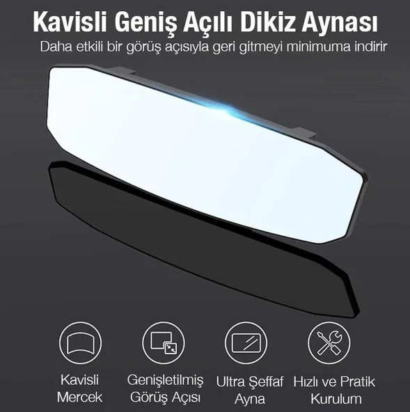 Zhltools SD-2415 Kavisli Dışbükey Geniş Açılı Araç Dikiz Aynası 299x90mm - Resim 2