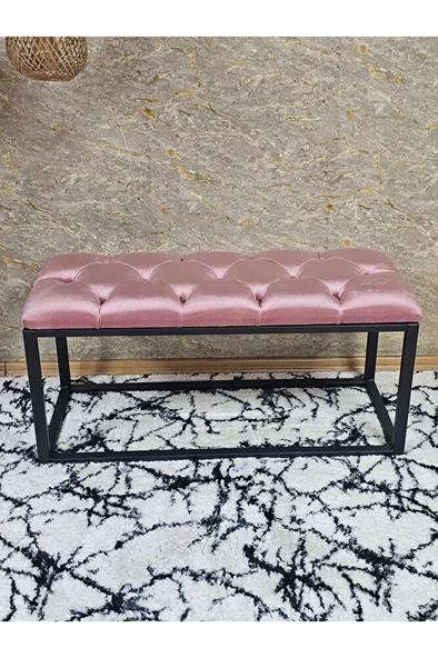 Siyah Boyalı Diktörtgen 100 cm x 40 cm Oturak Puf - Bench - Makyaj Oturağı - Oturak Pembe Renk 100 x 40 Boyut/Ebat - Resim 4