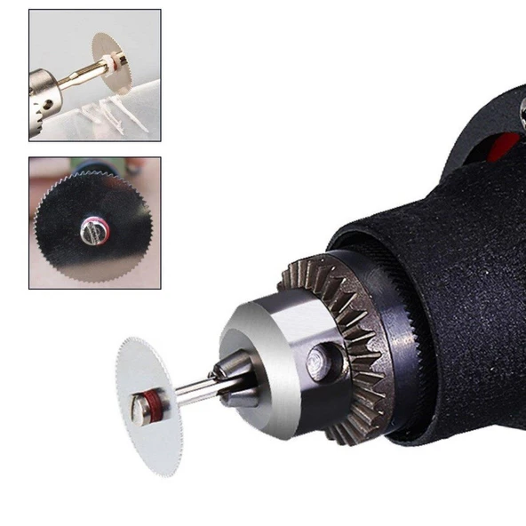 Sepetinegelsin Metal 6 Parça Mini Matkap Ucu Ahşap Kesme Yuvarlak Çelik Bıçak Disk Testere Seti Kiti - Resim 4