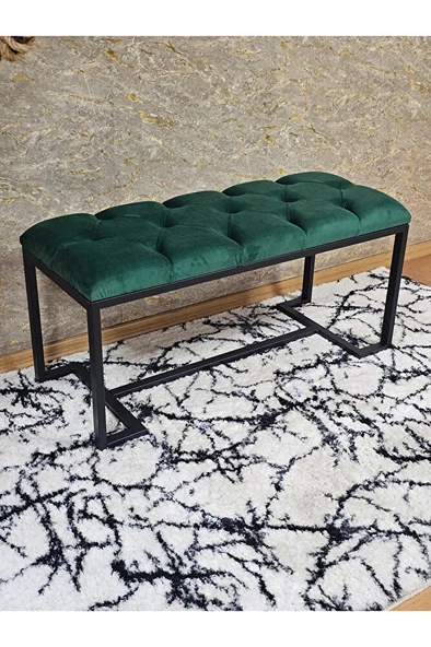 Siyah Boyalı - L - Ayaklı 100 cm x 38 cm Oturak - Bench - Makyaj Taburesi - Makyaj Oturak Yeşil Renk 100 x 40 Boyut/Ebat - Resim 2