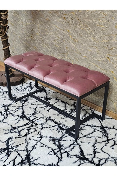 Siyah Boyalı - L - Ayaklı 100 cm x 38 cm Oturak - Bench - Makyaj Taburesi - Makyaj Oturak Pembe Renk 100 x 40 Boyut/Ebat - Resim 3