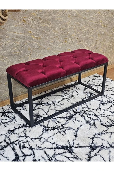 Siyah Boyalı Diktörtgen 100 cm x 40 cm Oturak Puf - Bench - Makyaj Oturağı - Oturak Bordo Renk 100 x 40 Boyut/Ebat - Resim 3