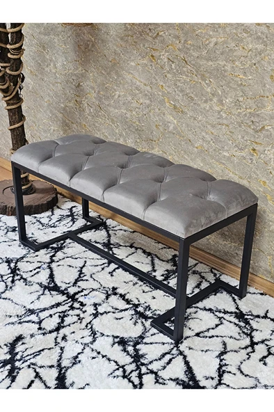 Siyah Boyalı - L - Ayaklı 100 cm x 38 cm Oturak - Bench - Makyaj Taburesi - Makyaj Oturak Gri Renk 100 x 40 Boyut/Ebat - Resim 3