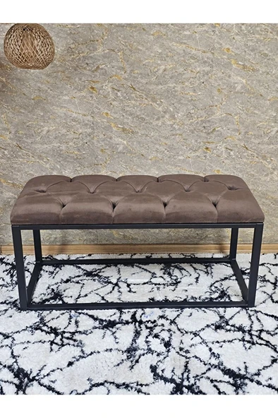 Siyah Boyalı Diktörtgen 100 cm x 40 cm Oturak Puf - Bench - Makyaj Oturağı - Oturak Kahverengi Renk 100 x 40 Boyut/Ebat - Resim 4