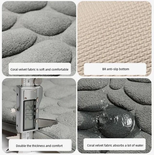 Zhlhome Kaydırmaz Banyo Paspası Gri 60x38Cm - Resim 4