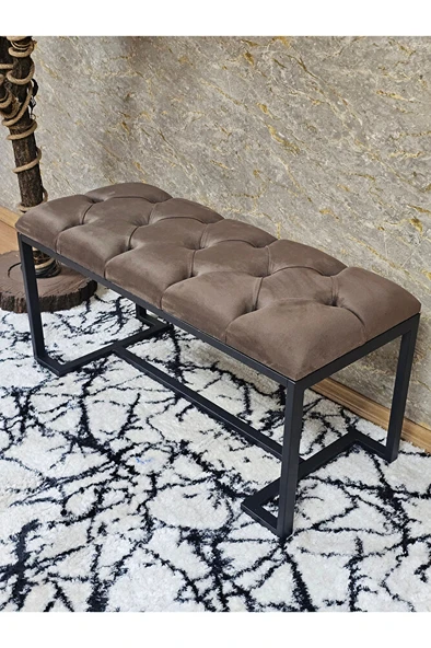 Siyah Boyalı - L - Ayaklı 100 cm x 38 cm Oturak - Bench - Makyaj Taburesi - Makyaj Oturak Kahverengi Renk 100 x 40 Boyut/Ebat - Resim 3