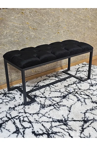 Siyah Boyalı - L - Ayaklı 100 cm x 38 cm Oturak - Bench - Makyaj Taburesi - Makyaj Oturak Siyah Renk 100 x 40 Boyut/Ebat - Resim 2