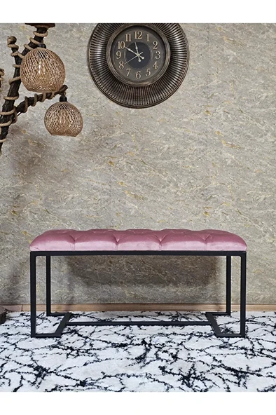 Siyah Boyalı - L - Ayaklı 100 cm x 38 cm Oturak - Bench - Makyaj Taburesi - Makyaj Oturak Pembe Renk 100 x 40 Boyut/Ebat ürün görseli 1