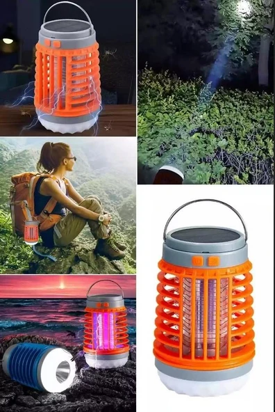 Zhltools Askılı Solar Enerji İle Şarj Olabilen Sinek Öldürücü Kamp Feneri Işıldak - Resim 5