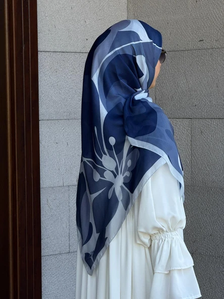 Pamuklu Vera Desen Eşarp-Turkuaz - 6