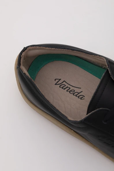 1383 V-Barefoot Comfort Deri Kadın Ayakkabı Siyah - 4
