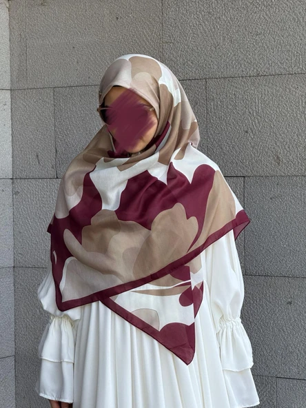 Pamuklu Vera Desen Eşarp-Bordo - 6