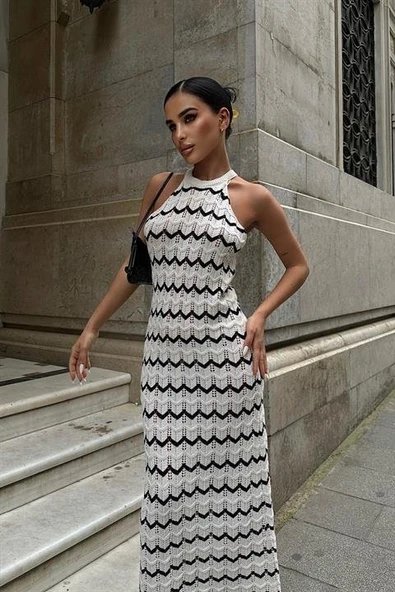 Melina Ajurlu Halter Yaka Elbise 2774 - Resim 6