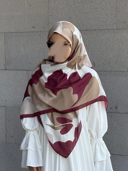 Pamuklu Vera Desen Eşarp-Bordo
